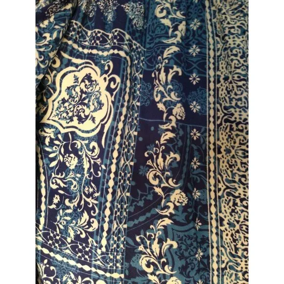 Surf Gypsy Sz M VTG Havana Off Shoulder Tunic Dress Blue Lined Ruffle Mini NWT - Picture 2 of 8